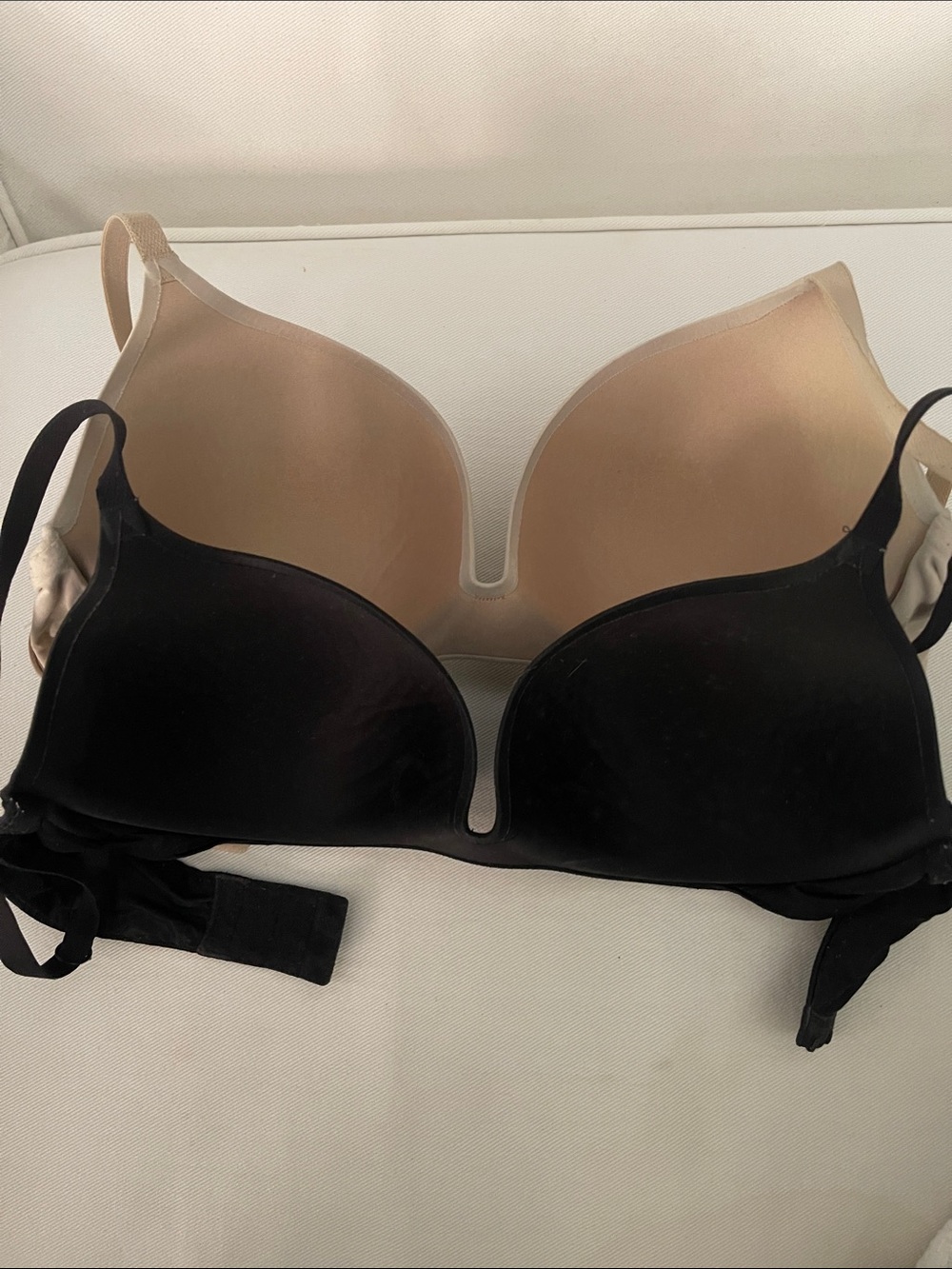 2 Auden Nude + Black Embedded Wire Demi Bras - 36C - Picture 4 of 6